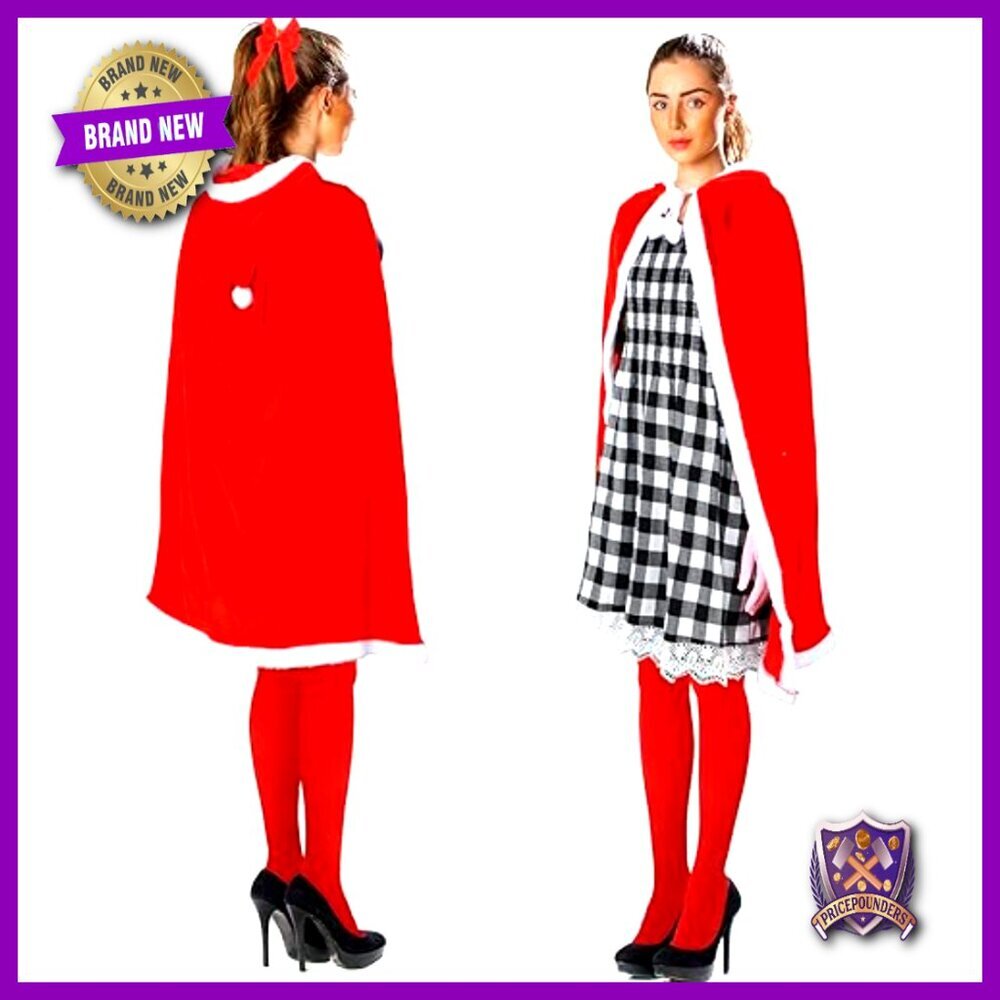 Velvet Hooded Cape Set Elegant Festive Costume Party Wear Women's Matching - Picture 3 of 7